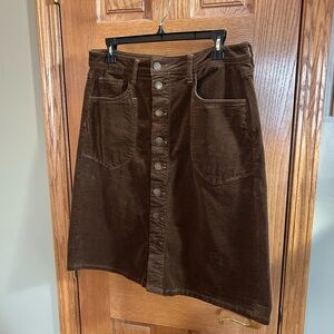 Kut from the Kloth Brown Corduroy Button-Front Skirt